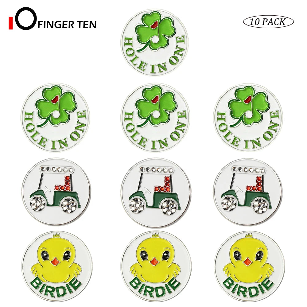 10 Pack Assorted Patterns Golf Ball Markers