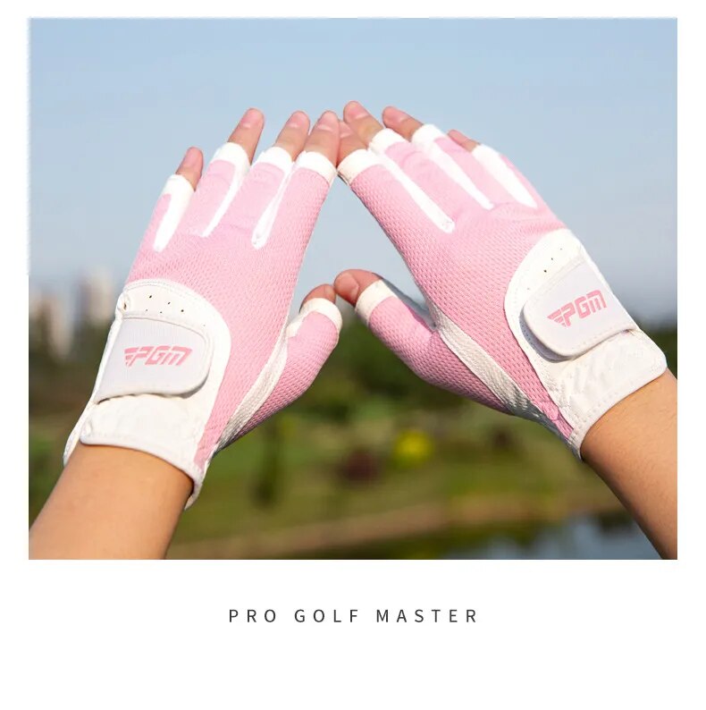 Women's Open Finger Golf Gloves Breathable Mesh UV Sunscreen Material