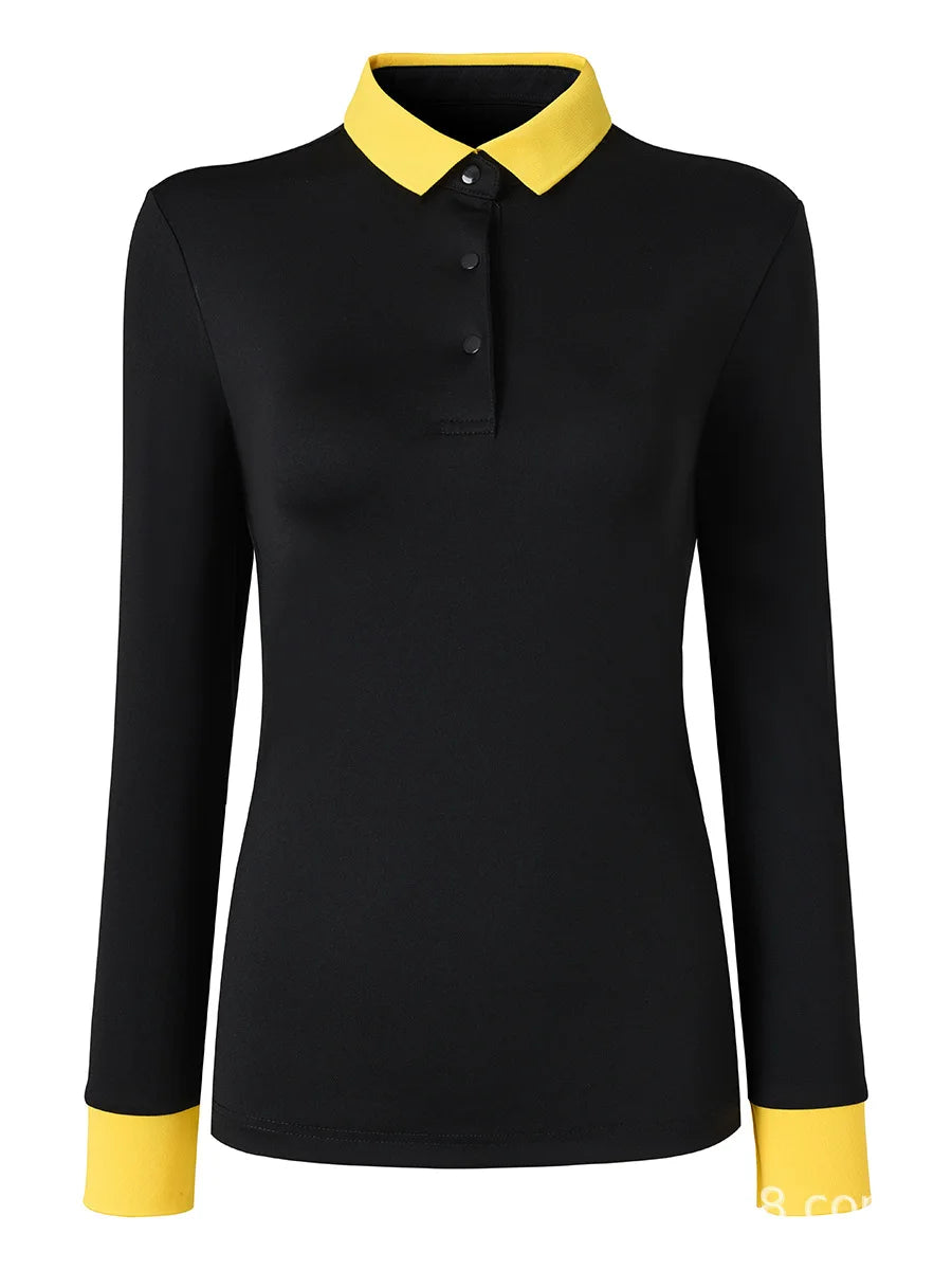 Women Long-sleeved Spandex Golf Shirts Ladies Breathable Golf Sports Quick-Dry Casual Tops